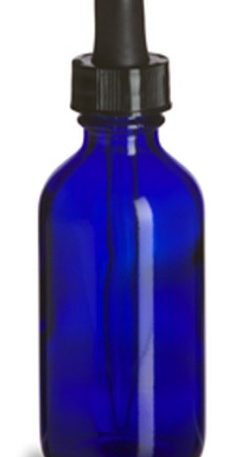 2oz Cobalt Blue Boston Round Glass Bottle w/Dropper - each
