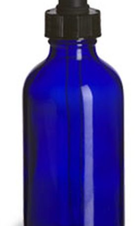 4oz Cobalt Blue Boston Round Glass Bottle w/Dropper - each