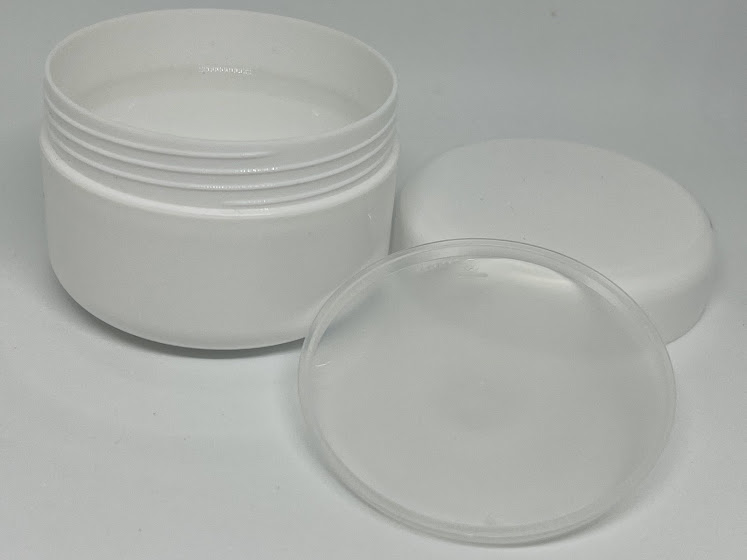 White Plastic Jar w/Lid - Image 3