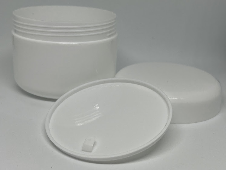 White Plastic Jar w/Lid - Image 2